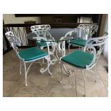BEAUTIFUL CAST IRON 42" ROUND DINING TABLE AND 4