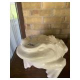 GLAZED WHITE FROG 7" H X 13" LONG