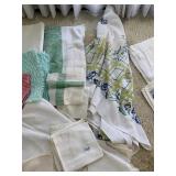 GROUP OF HAND STITCHED TABLE CLOTHES, PLACE MATS,