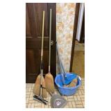 MOP BUCKET, BROOMS, DUSTPAN, ETC.