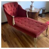 RED VELVET CHAISE 55" X 26" TUFTED BACK AND SEAT