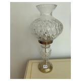 CRYSTAL ETCHED GLASS LAMP W/ ROCKER SWITCH 20" H