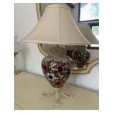LAMP IRON BASE W/ FLOWERS 26" H