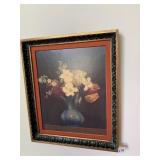 PRINT ON BOARD FLOWERS IN VASE GREEN GLAZED