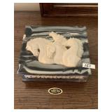 JEWELRY BOX WITH HORSES ON TOP MADE OF GENUINE