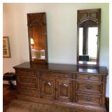 DREXEL DRESSER, 2 MIRROR, 9 DRAWER, 33 H X 81 W X