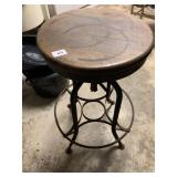 WOODEN STOOL METAL BASE, 28 H