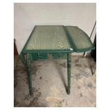 TABLE STENCILED TOP PORCELAIN TOP, DROP SIDES,