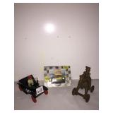 BRASS ASIAN FIGURE ROLLER HORSE 4" H, PLASTIC