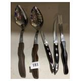 CUTCO 2 KNIVES, SLOTTED SPOON,