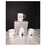 POTTERY BARN SET 4 REINDEER MUGS OB