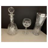 WATERFORD WATER GLASS AND UNSIGNED DECANTER AND