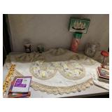 CROCHETED TREE SKIRT, STORAGE BOXES, THOMAS