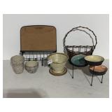 PIER ONE DIP SERVER, POTTERY FLOWERPOT, BASKETS,