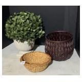 FAUX PLANT AND BASKETS
