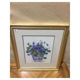 PRINT PANSEYS IN A VASE BY BARBARA MOCK 19 H X 17