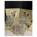 PLACE MATS AND 8 GLASSES