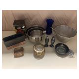 ALUMINUM SERVING BOWL, SILVER PLATE S/P, PRAYING