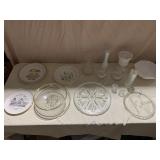 LEMON MERINGUE PIE PLATE, MILK GLASS VASE AND