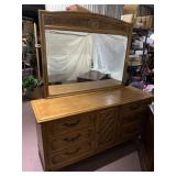 9 DRAWER DRESSER WITH MATCHING MIRROR,