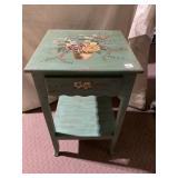 HAND PAINTED TABLE STAND, ONE DRAWER MISSING