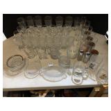 ASSORTED GLASSWARE INCLUDING SILVER OVERLAY