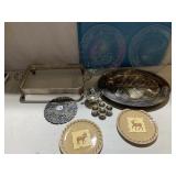 SILVERPLATE SUGAR, PLATTER, TRIVET ETC.