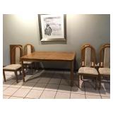 OAK DINING TABLE AND EXTRA LEAF W/ 6 CHAIRS 5
