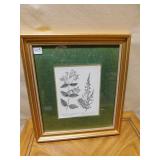 PRINT FLOWERS FRAMED & MATTED 18.5 H X 16.5 W