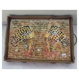 ROOSTER DOUBLE HANDLE TRAY W/ METAL ACCENT