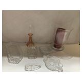 CANDLE HOLDER, WHEEL CUT GLASS