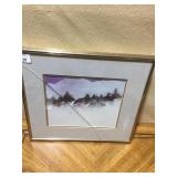 ARTWORK MAN ON A HORSE ON A MOUNTAIN, 13 H X 15 W