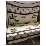 DUCK MOTIF BLANKET, STOCKING, TABLE RUNNER
