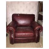 RED LEATHER ARM CHAIRS ITALY 36" H X 44" W X 36"