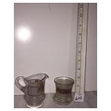 US GLASS CR/ SUGAR GOLD RIM FLOWER DESIGN