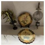 WALL LIGHT, 2 FLOWER PLATES 12", SILVERPLATE