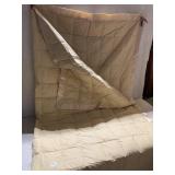 TAN FULL QN. BLANKET W/ WHITE DOWN FEATHERS