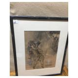 PENCIL DRAWING FEAR BY MRS. IDA BALDWIN 21 H X 17