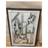 ABSTRACT FACES BY M HARPER 21.5 H X 15 W