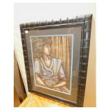 ARTWORK BY E MERRILL LADY SITTING DOUBLE MATTED
