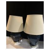 PAIR OF BLUE BASE LAMPS