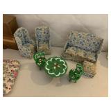 DOLL FURNITURE WOOD PIECES YELLOW CHEST MISSING