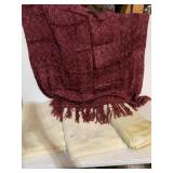 3 BLANKETS AND RED THROW BLANKET