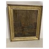 FRAMED OIL ON BOARD 27.5X24, FOREST SCENE