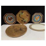 ROOSTER PLATES, POTTERY PLATES, OVAL DENBY