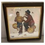 NORMAN ROCKWELL PUMPKIN CARVING 14" X 14"