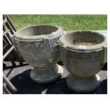 2 CONCRETE URN PLANTERS