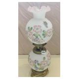 FENTON HAND PAINTED LAMP, GREAT CONDITION, 23"H