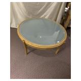 LIGHT WOOD, FROSTED GLASS TOP, COFFEE TABLE,