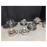 SILVERPLATE COVERED BUTTER, DISHES CUPS
